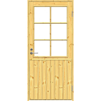Дверь входная утепленная Jeld-Wen Mokki 2 с сосновой поверхностью и стеклопакетом с замком ASSA 565